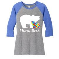 Autism Mama Bear Women's Tri-Blend 3/4-Sleeve Raglan Shirt