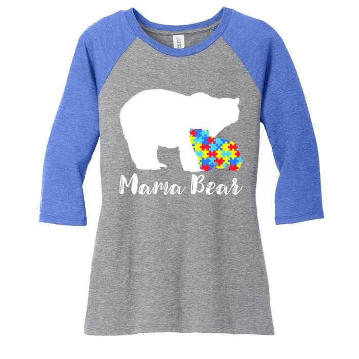 Autism Mama Bear Women's Tri-Blend 3/4-Sleeve Raglan Shirt