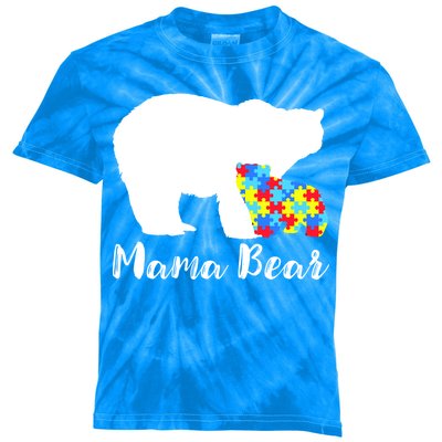 Autism Mama Bear Kids Tie-Dye T-Shirt