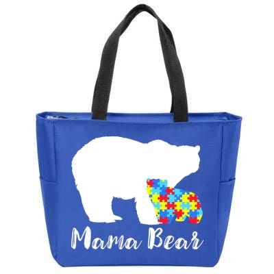 Autism Mama Bear Zip Tote Bag