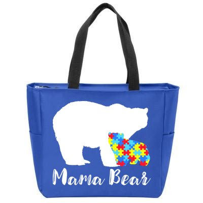 Autism Mama Bear Zip Tote Bag