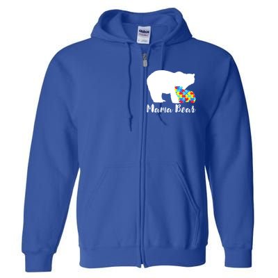 Autism Mama Bear Full Zip Hoodie