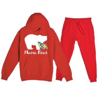 Autism Mama Bear Premium Hooded Sweatsuit Set