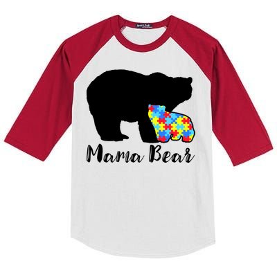 Autism Mama Bear Kids Colorblock Raglan Jersey