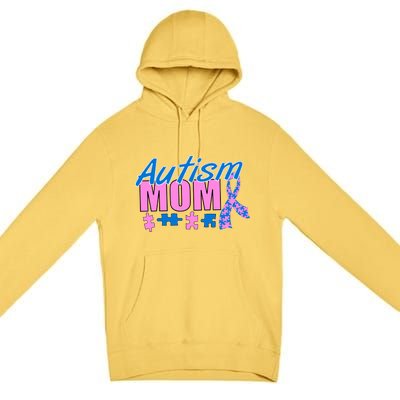 Autism Mom Awareness Ribbon Premium Pullover Hoodie