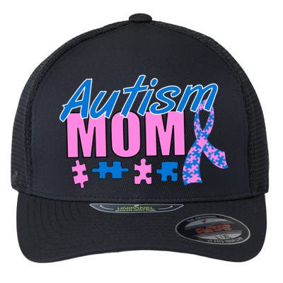 Autism Mom Awareness Ribbon Flexfit Unipanel Trucker Cap