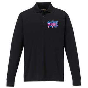 Autism Mom Awareness Ribbon Performance Long Sleeve Polo