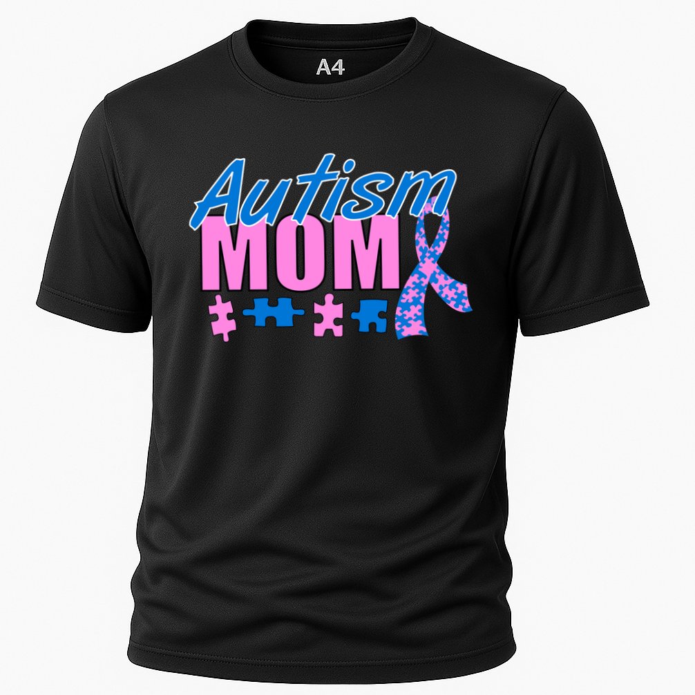 Autism Mom Awareness Ribbon Cooling Performance Crew T-Shirt