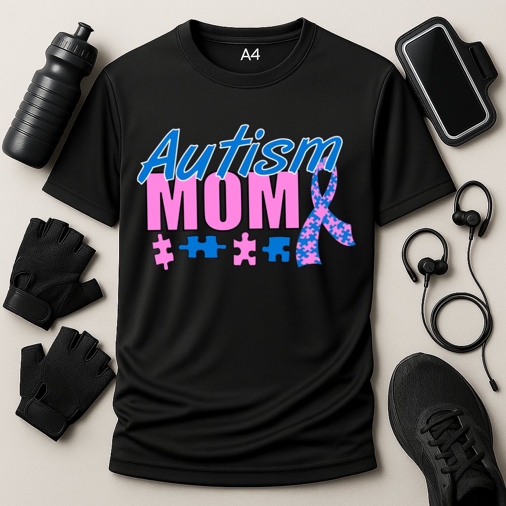 Autism Mom Awareness Ribbon Cooling Performance Crew T-Shirt