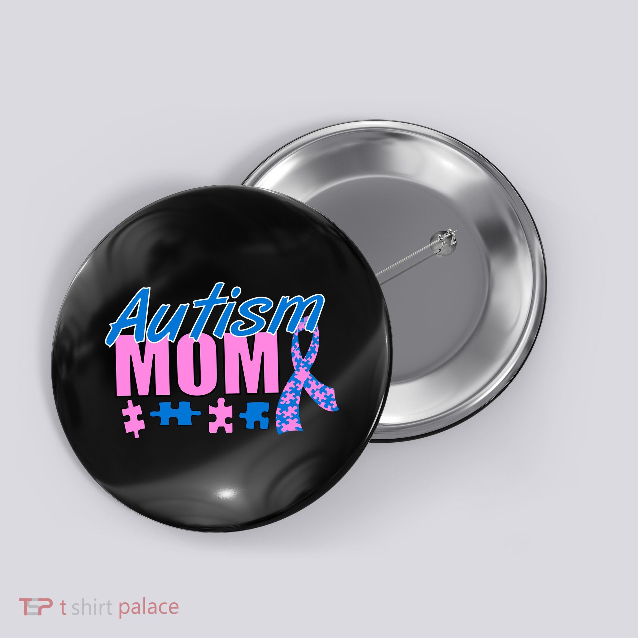 Autism Mom Awareness Ribbon Button