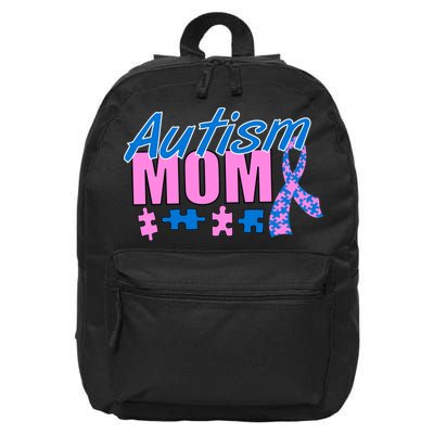 Autism Mom Awareness Ribbon 16 in Basic Backpack
