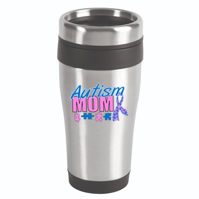 Autism Mom Awareness Ribbon 16oz Travel Tumbler
