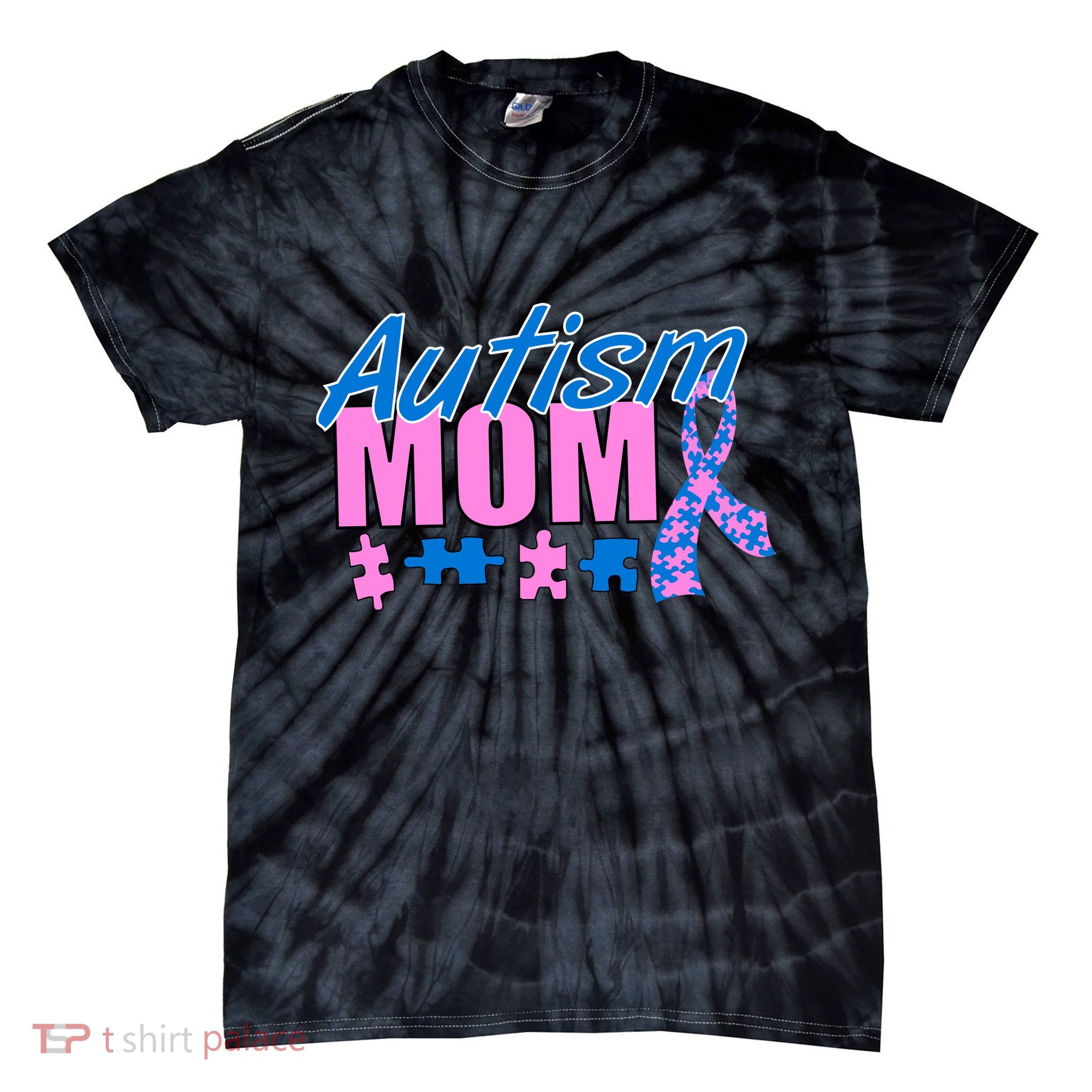 Autism Mom Awareness Ribbon Tie-Dye T-Shirt