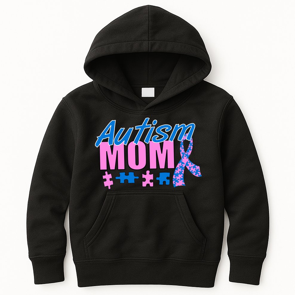 Autism Mom Awareness Ribbon Kids Hoodie