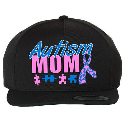 Autism Mom Awareness Ribbon Wool Snapback Cap