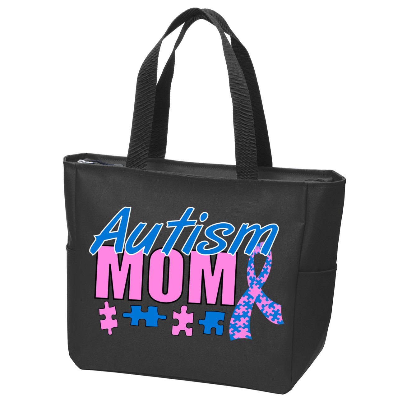 Autism Mom Awareness Ribbon Zip Tote Bag