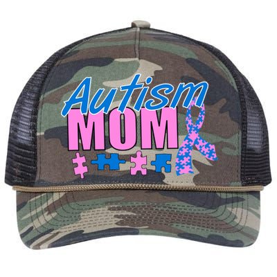 Autism Mom Awareness Ribbon Retro Rope Trucker Hat Cap