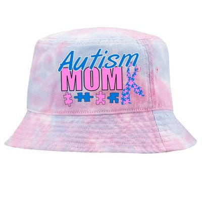 Autism Mom Awareness Ribbon Tie-Dyed Bucket Hat