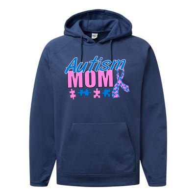 Autism Mom Awareness Ribbon Performance Fleece Hoodie