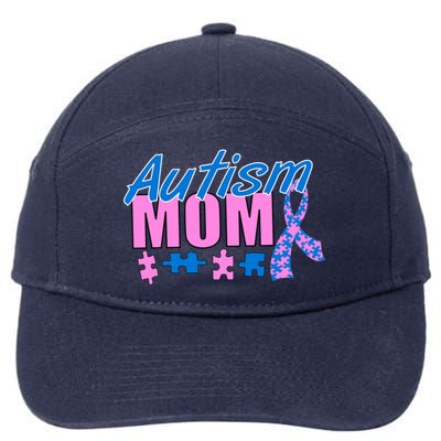 Autism Mom Awareness Ribbon 7-Panel Snapback Hat