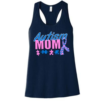 Autism Mom Awareness Ribbon Women's Racerback Tank