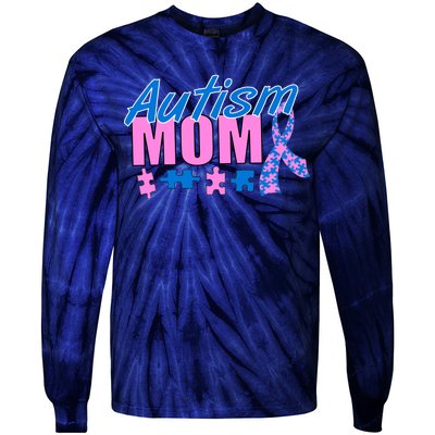 Autism Mom Awareness Ribbon Tie-Dye Long Sleeve Shirt