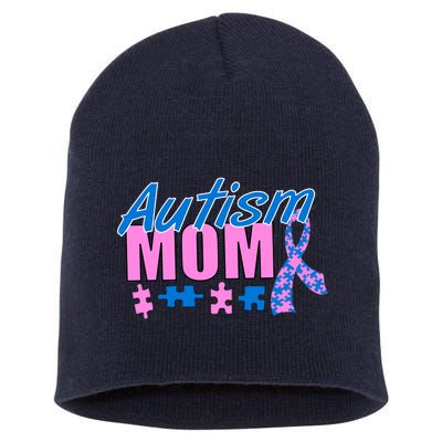 Autism Mom Awareness Ribbon Short Acrylic Beanie