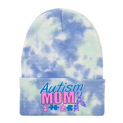 Autism Mom Awareness Ribbon Tie Dye 12in Knit Beanie