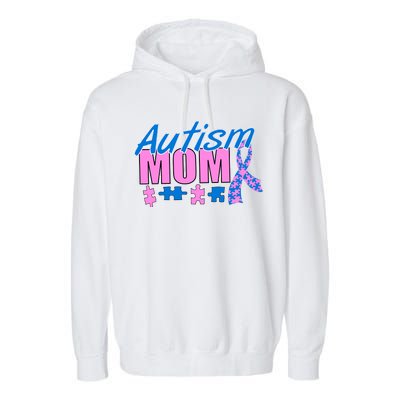 Autism Mom Awareness Ribbon Garment-Dyed Fleece Hoodie