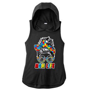 Autism Mom Life Ladies PosiCharge Tri-Blend Wicking Draft Hoodie Tank