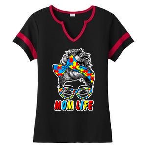 Autism Mom Life Ladies Halftime Notch Neck Tee