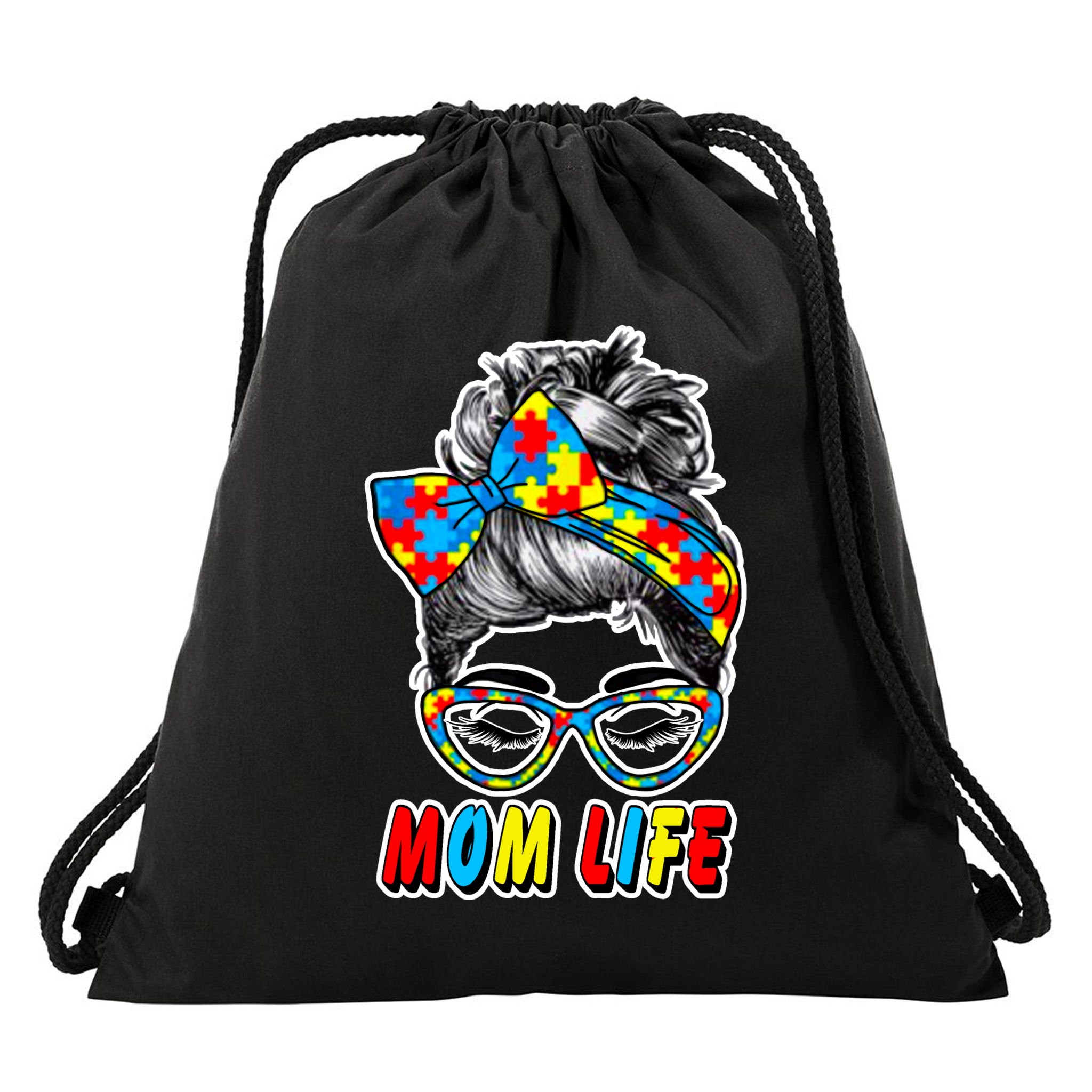 Autism Mom Life Drawstring Bag