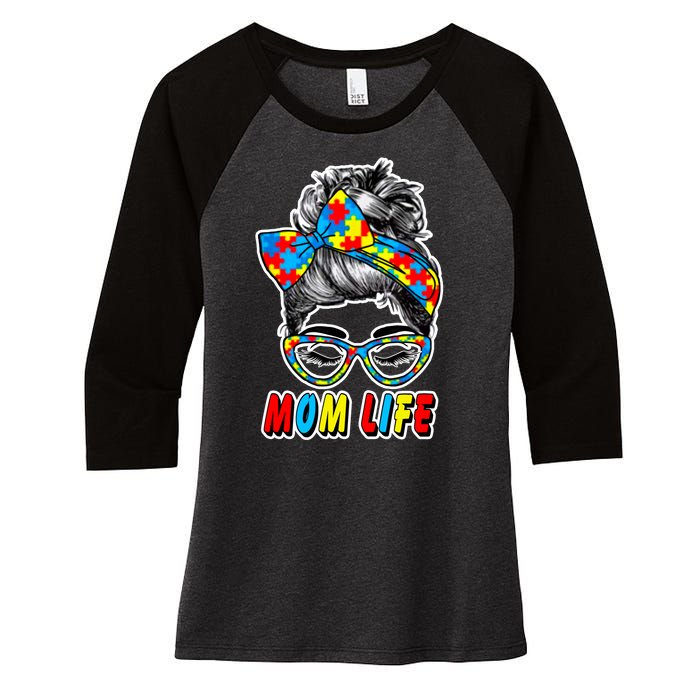 Autism Mom Life Women's Tri-Blend 3/4-Sleeve Raglan Shirt