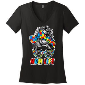 Autism Mom Life Women's V-Neck T-Shirt