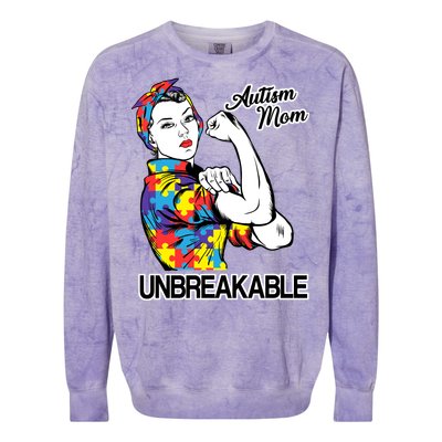 Autism Mom Unbreakable Colorblast Crewneck Sweatshirt