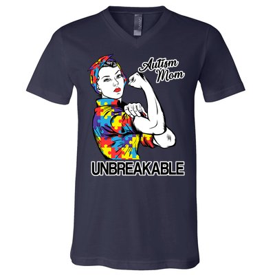 Autism Mom Unbreakable V-Neck T-Shirt