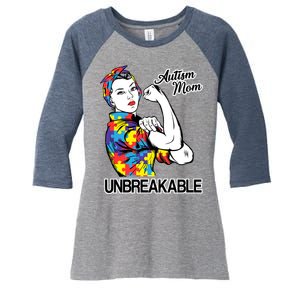 Autism Mom Unbreakable Women's Tri-Blend 3/4-Sleeve Raglan Shirt