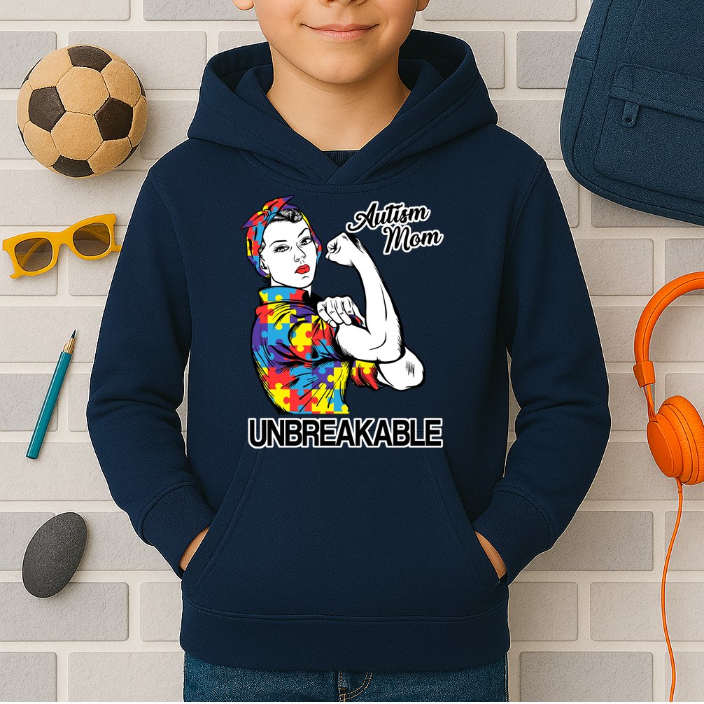 Autism Mom Unbreakable Kids Hoodie