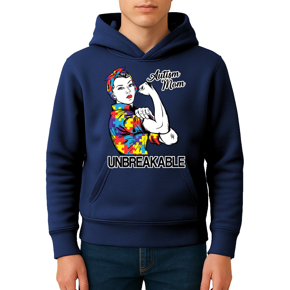 Autism Mom Unbreakable Kids Hoodie