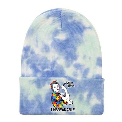 Autism Mom Unbreakable Tie Dye 12in Knit Beanie