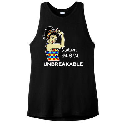 Autism Mom Unbreakable Puzzle Pieces Ladies PosiCharge Tri-Blend Wicking Tank