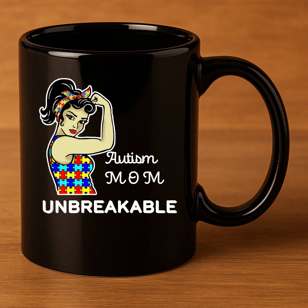 Autism Mom Unbreakable Puzzle Pieces 11oz C Handle Ceramic Mug