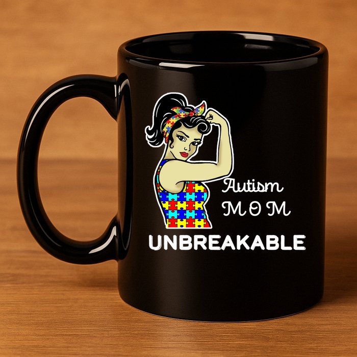 Autism Mom Unbreakable Puzzle Pieces 11oz C Handle Ceramic Mug
