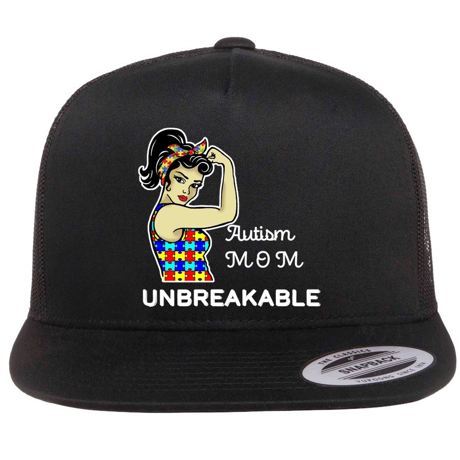 Autism Mom Unbreakable Puzzle Pieces Flat Bill Trucker Hat