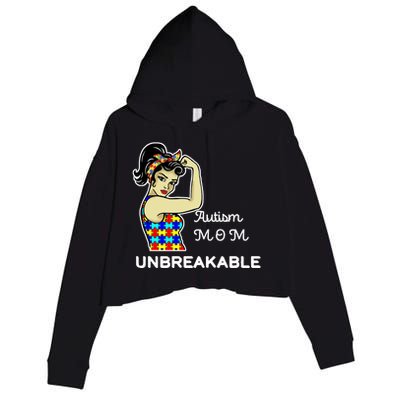 Autism Mom Unbreakable Puzzle Pieces Crop Fleece Hoodie