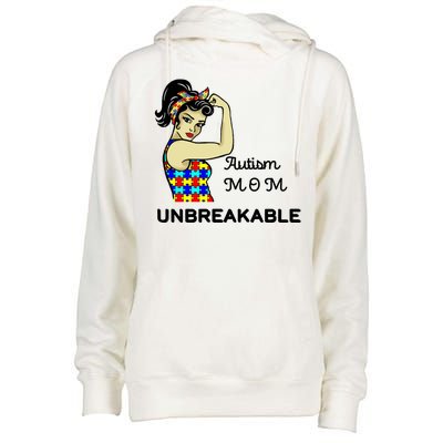 Autism Mom Unbreakable Puzzle Pieces Womens Funnel Neck Pullover Hood