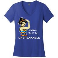 Autism Mom Unbreakable Puzzle Pieces Women's V-Neck T-Shirt