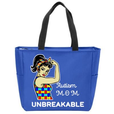 Autism Mom Unbreakable Puzzle Pieces Zip Tote Bag