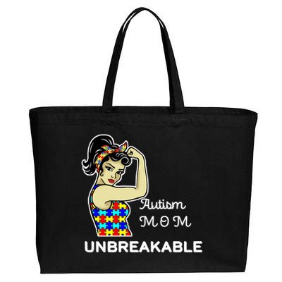 Autism Mom Unbreakable Puzzle Pieces Cotton Canvas Jumbo Tote