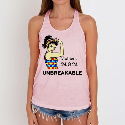 Autism Mom Unbreakable Puzzle Pieces Women's Knotted Racerback Tank